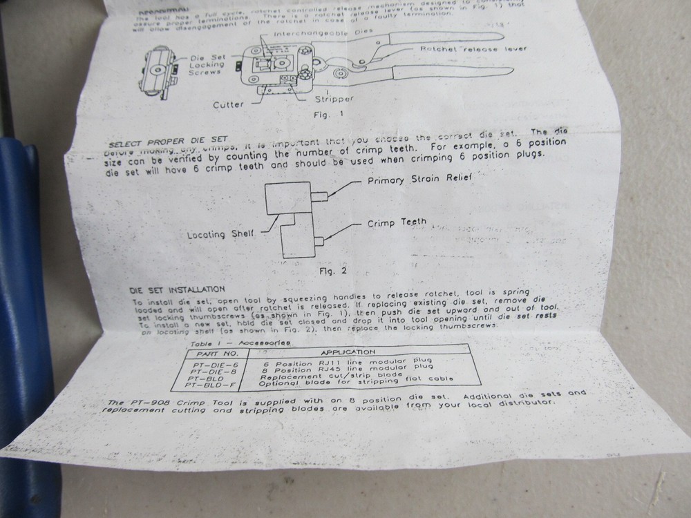 Siemon PT-908 Crimp Tool With Instructions