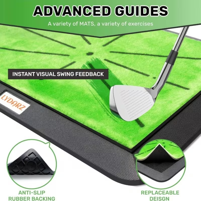 3-in-1 Golf Practice Mat with Impact Detection, Portable Training Turf