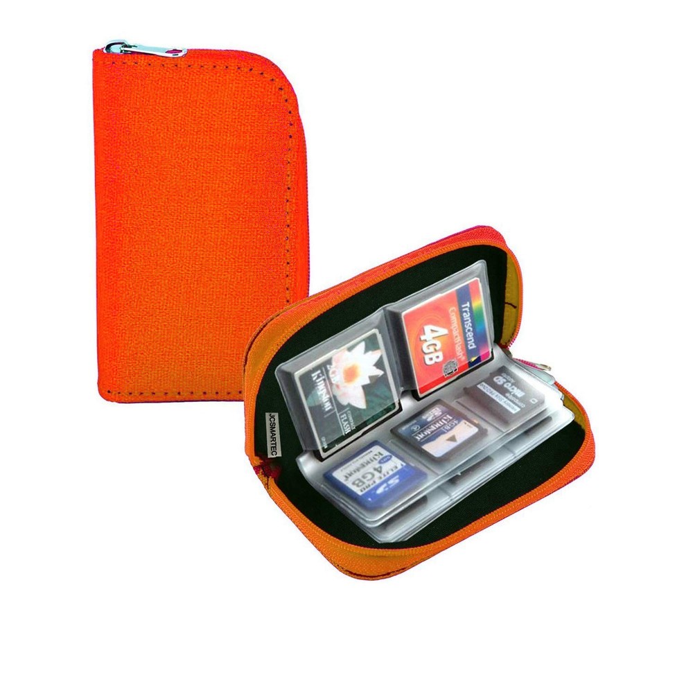 Memory Card Case - Carrying Suitable for Micro SD, Mini SD and 4X Orange
