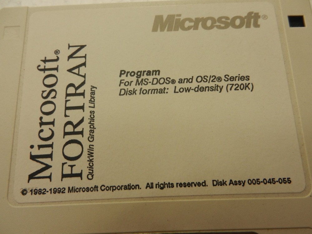 Vintage Microsoft FORTRAN for Ms-DOS Os/2 Floppy Disk QuickWin Graphics library