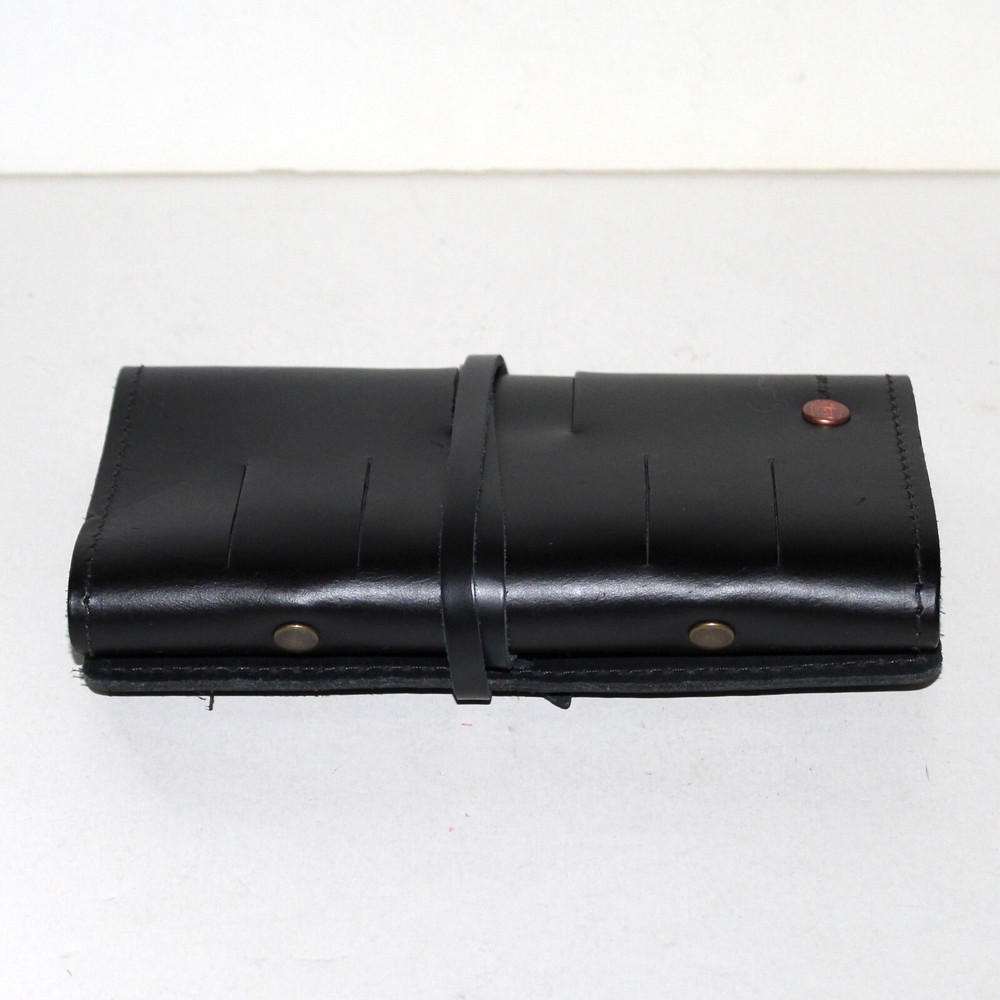 Rustico Sidekick Black Leather tri-fold handmade pouch cord organizer wallet