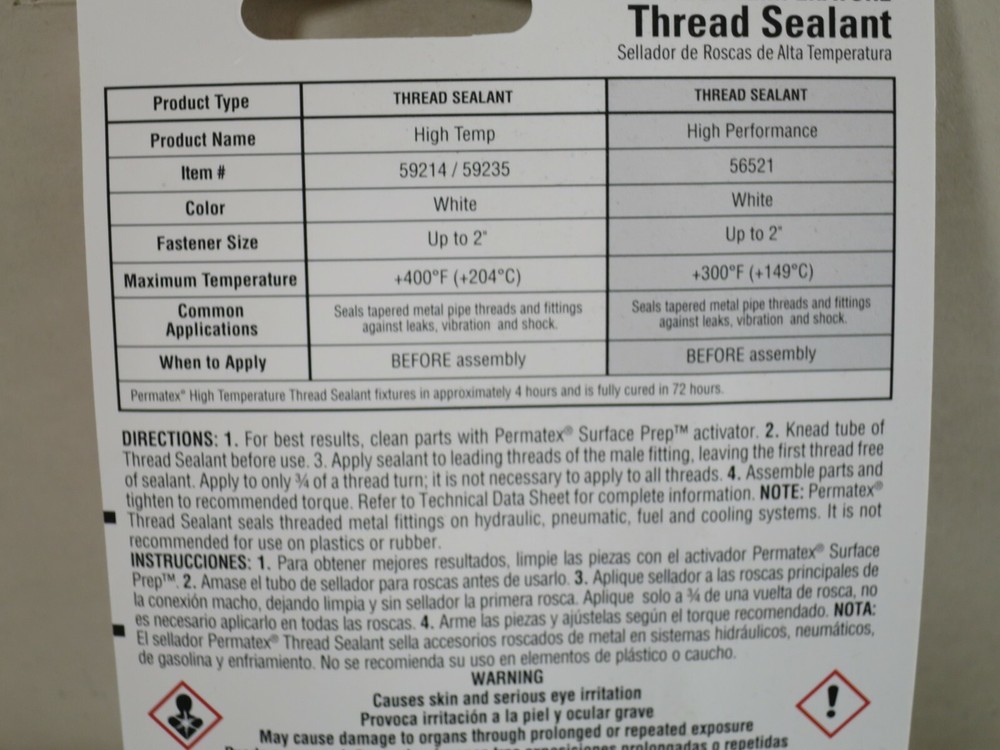Permatex 59214 High Temperature Thread Sealant .20oz