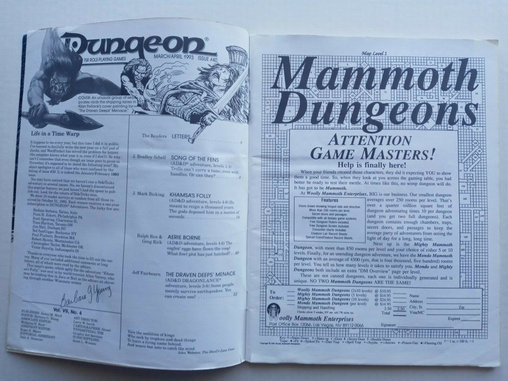 DUNGEON MAGAZINE ISSUE #40 March/April 1993 TSR AD&D