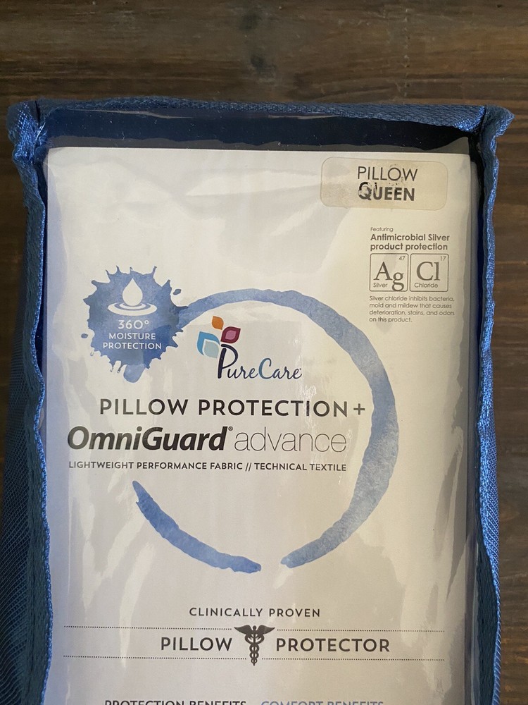 Pure Care Pillow Protector FTA502 Omniguard Queen New