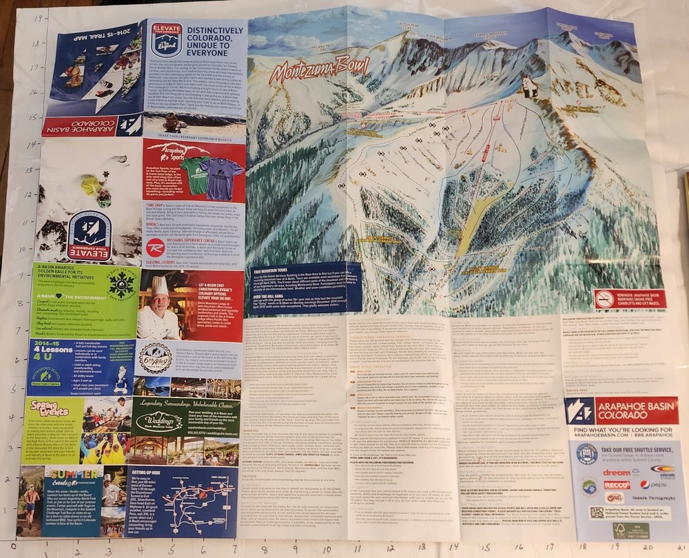 2014/15 ARAPAHOE BASIN SKI AREA TRAIL MAP. MINT/UNUSED