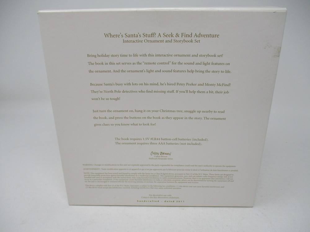 Hallmark Keepsake Where's Santa's Stuff Ornament Storybook Interactive Light Sou