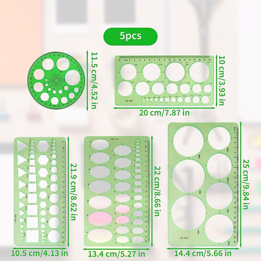 Circle Template 5 Pieces Plastic Circle and Oval Measuring Templates Circle Guid