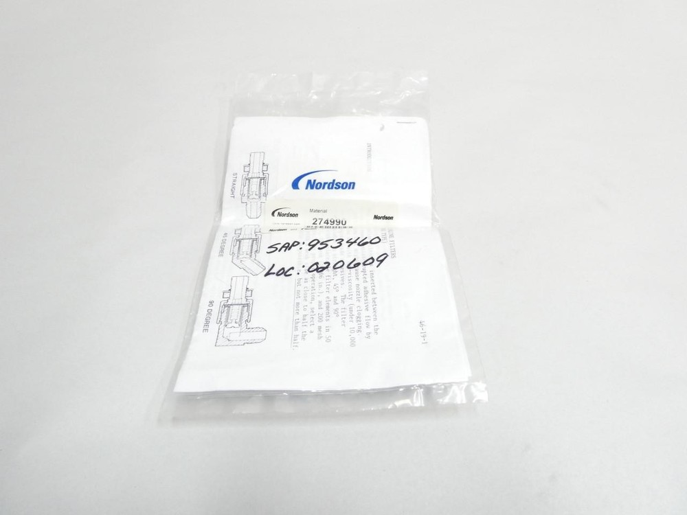 Nordson 274990 Inline Filter 45 Degree 100 Mesh