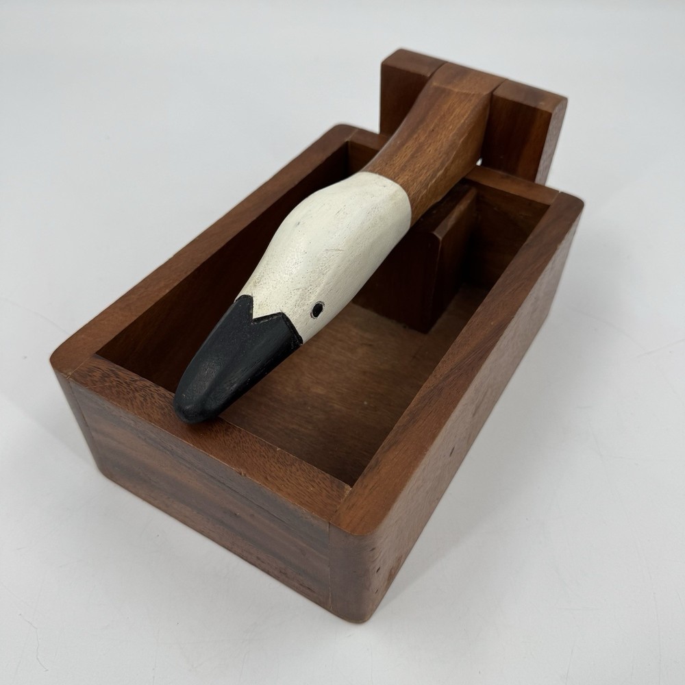 Vintage Wooden Goose / Duck Nut Cracker Box