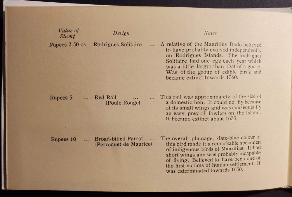 Mauritius Postage Stamp Booklet - Birds 1965 Complete Never Hinged