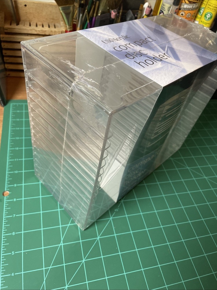 NEW Acrylic CD Holder 30 Disc Storage Tower Desktop Stackable Made In USA