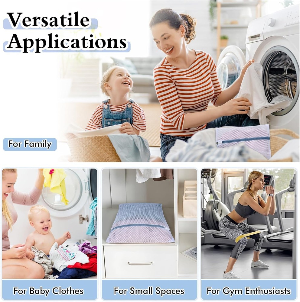 Durable Mesh Laundry Bags 5-Pack (12x16 Inch) Delicates Protector for Lingerie &