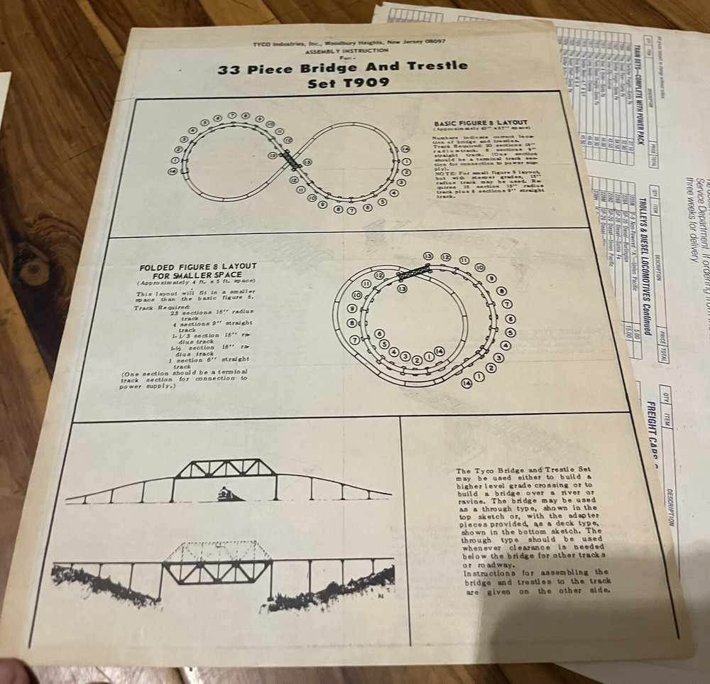 Vintage Tyco Easy Assembly Instructions T909-Paper