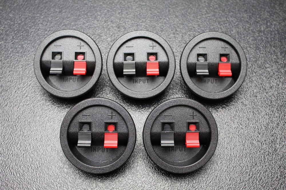 (5) CIRCLE SPEAKER JACK TERMINAL CUP COMPRESSION SUBWOOFER BOX SUB TCRC