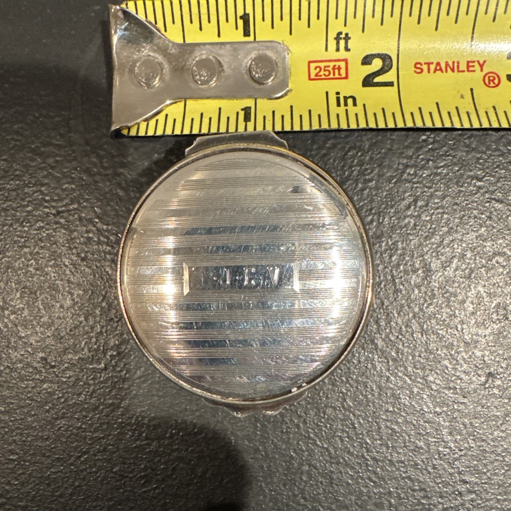 Reed & Barton Sterling Silver Round Pill Box With Engine Turned Lid and Monogram