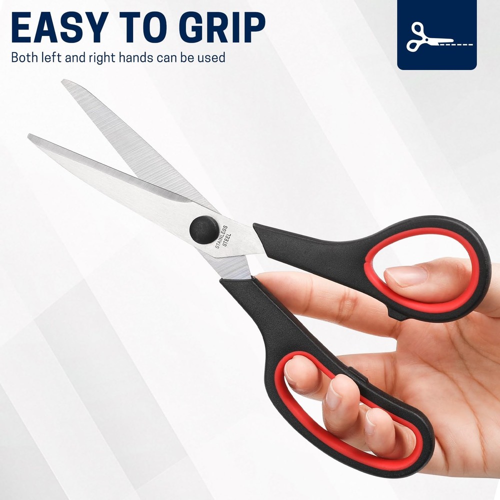 5Pack, 8" Scissors All Purpose ComfortGrip Handles Sharp Scissors for Office ...