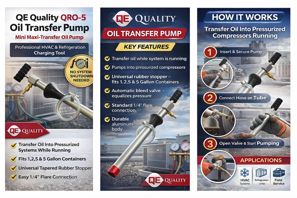 Oil Transfer Pump Mini Maxi Refrigeration Compressor 1/4" Flare HVAC