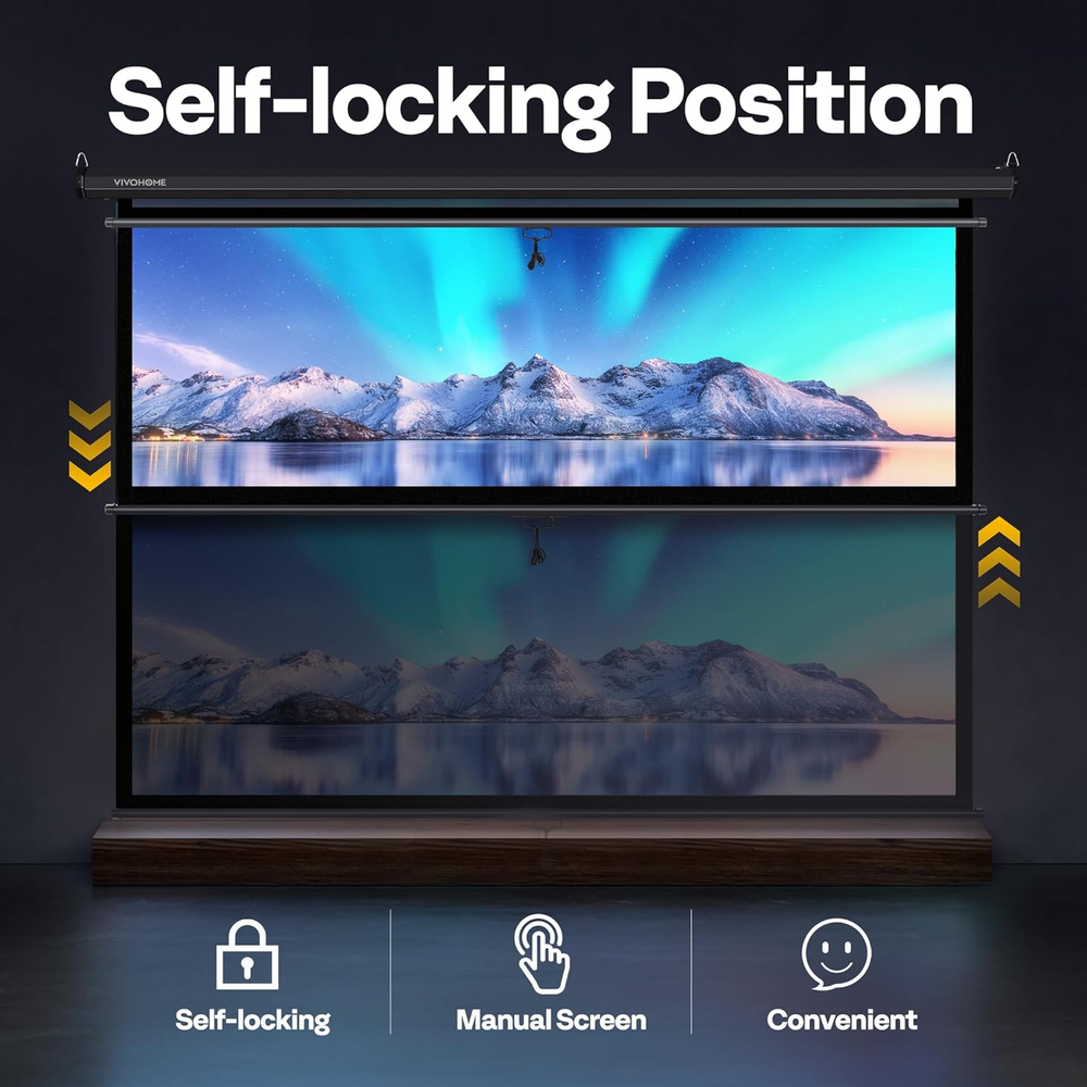 Projector Screen Pull Down, 16:9 100 Inch Retractable Projection Screen, HD 4K M