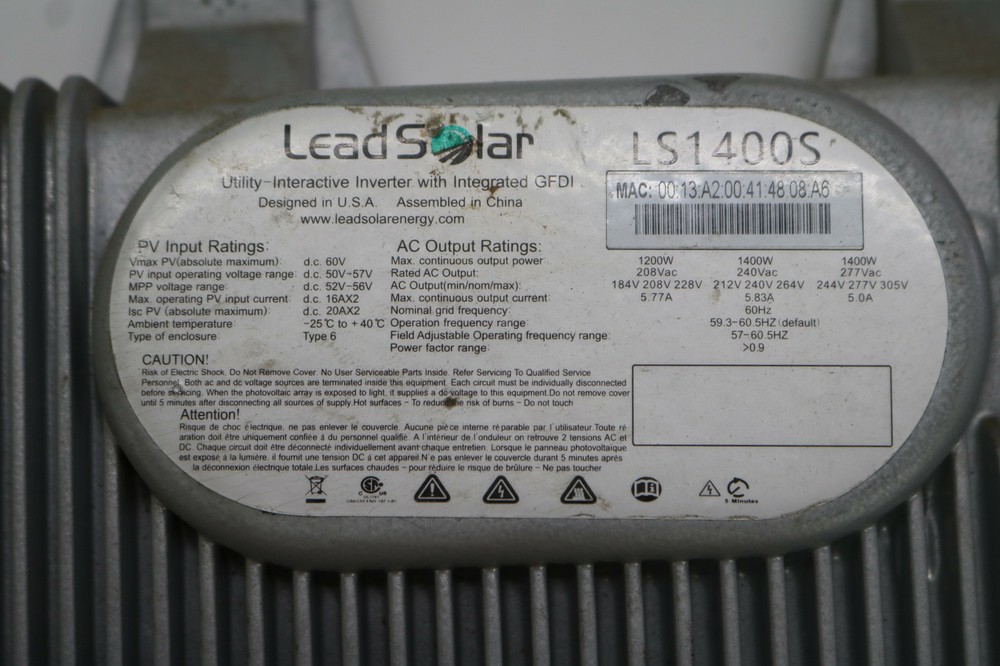 2x Lot UNTESTED LEADSOLAR LS1400S Utility-Interactive Micro Inverter GFDI