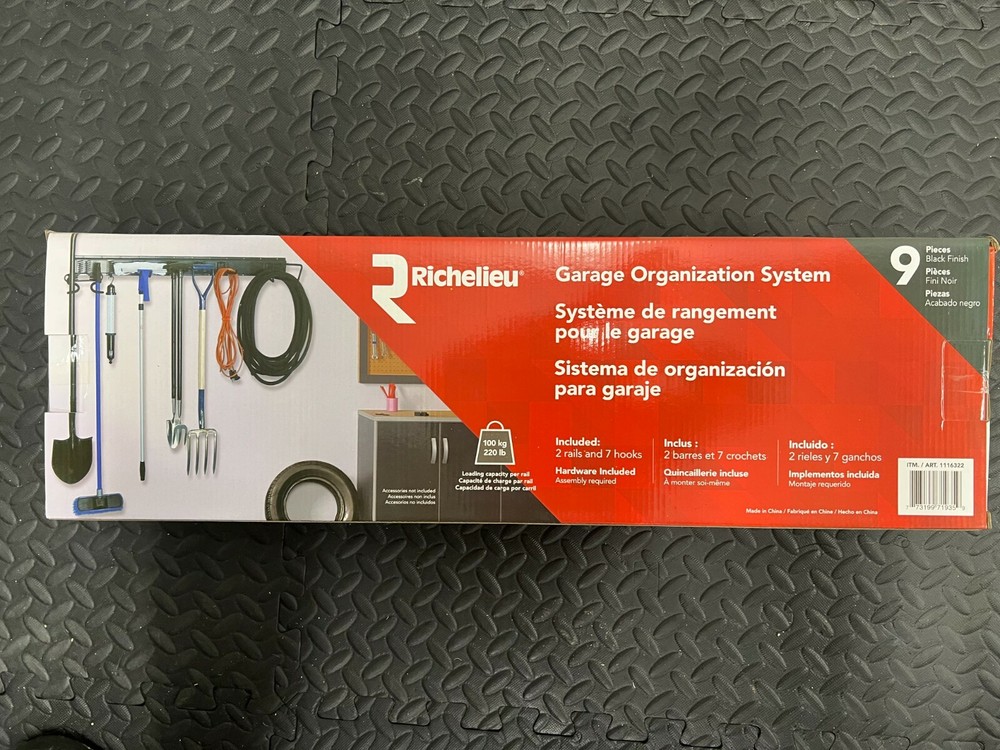 Richelieu 9 Piece (2 rails & 7 Hooks) Garage Organization System