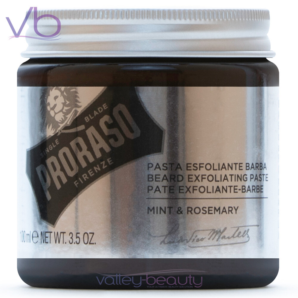 PRORASO Single Blade Beard Exfoliating Paste |  Mint & Rosemary Deep Cleanser