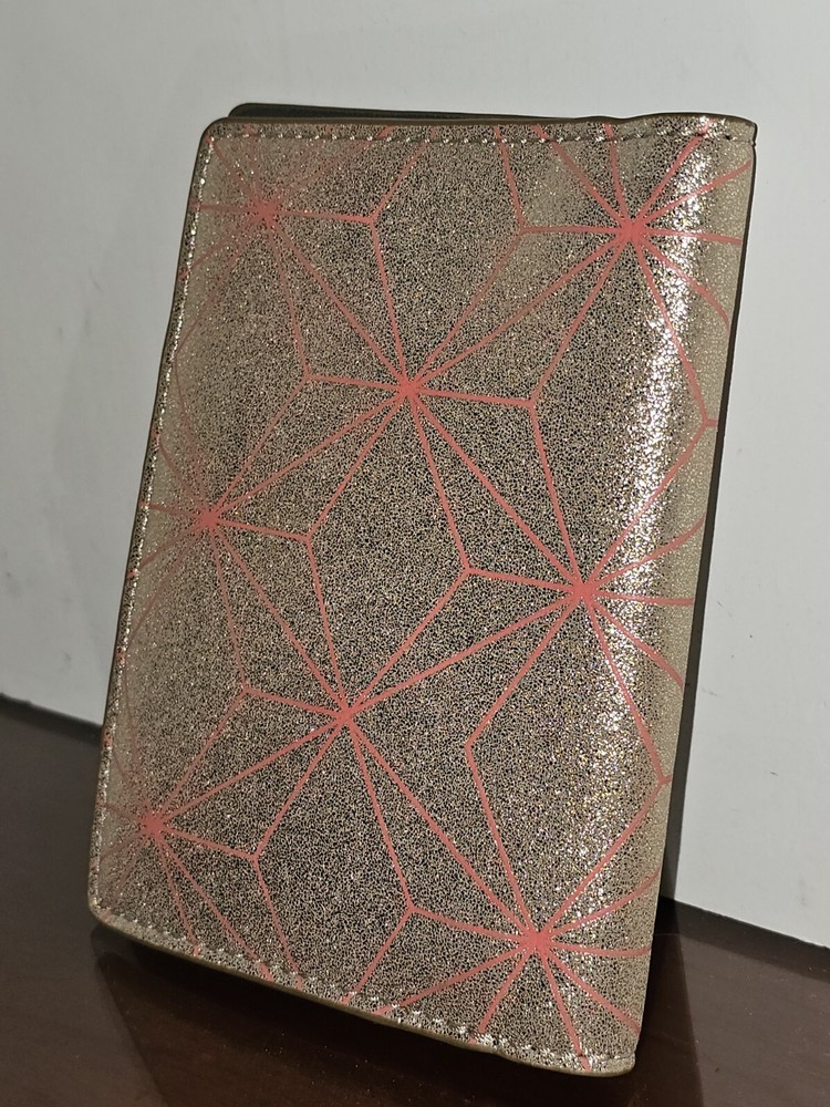 Fossil Sofia Metallic Rose Gold RFID Passport Holder Wallet Case-NWT!