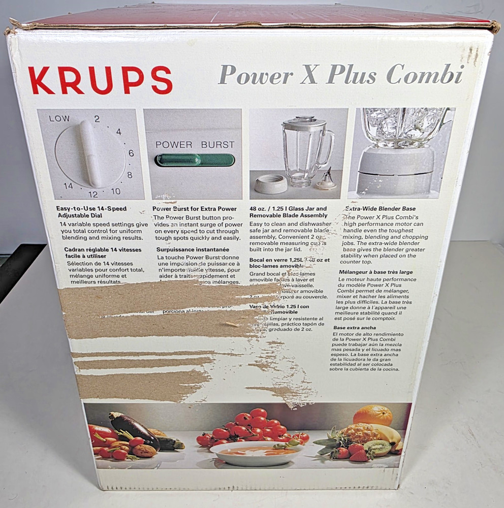 Krups Power X Plus Combi Blender 48oz Food Processor, New, Open Box