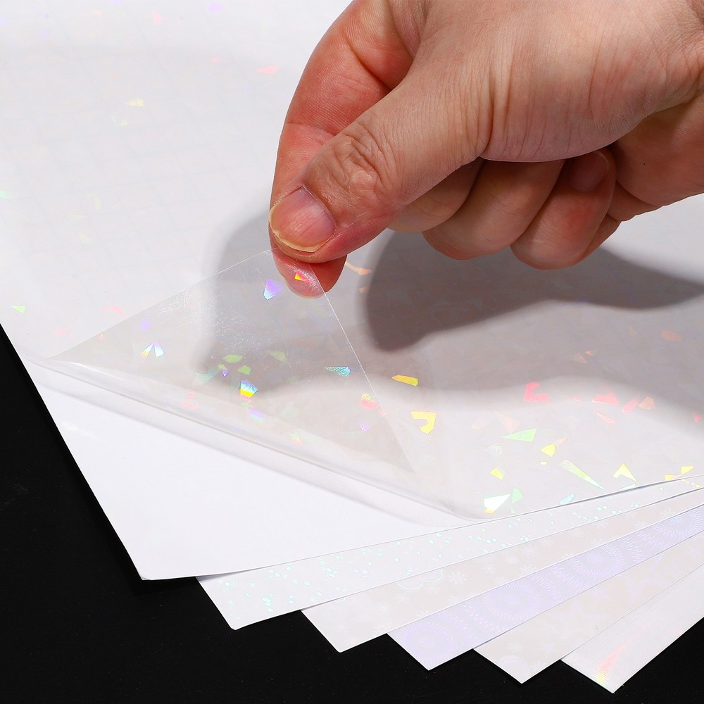 12x8in Holographic Laminate Sheets 6Pcs Sticker Paper Firework Pattern