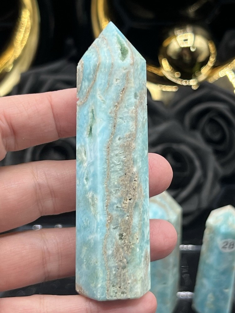 Natural Blue Aragonite 6-sided points Free ship & Gift