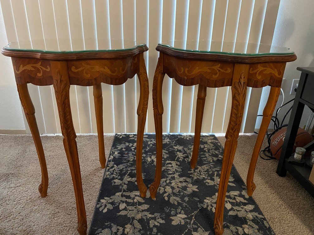 antique end tables pair
