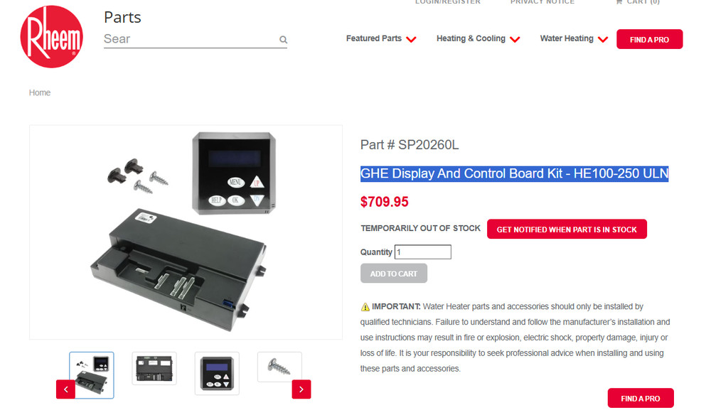 water heater control board