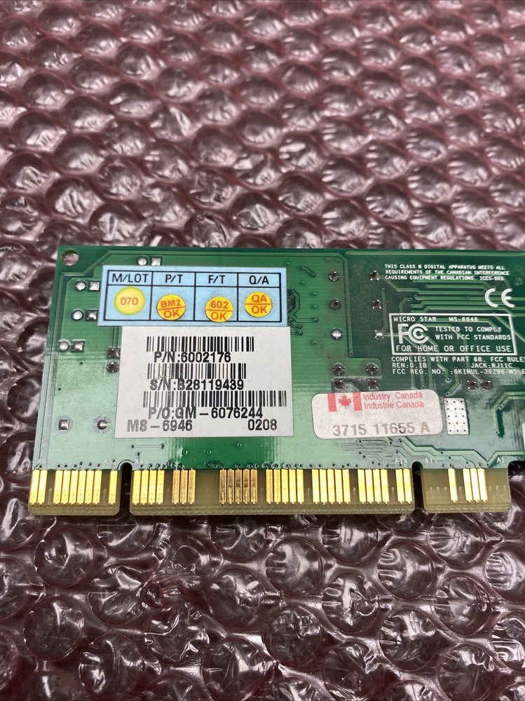 Micro Star MSI MS-6946 PCI 56K Fax Modem Card Broadcom