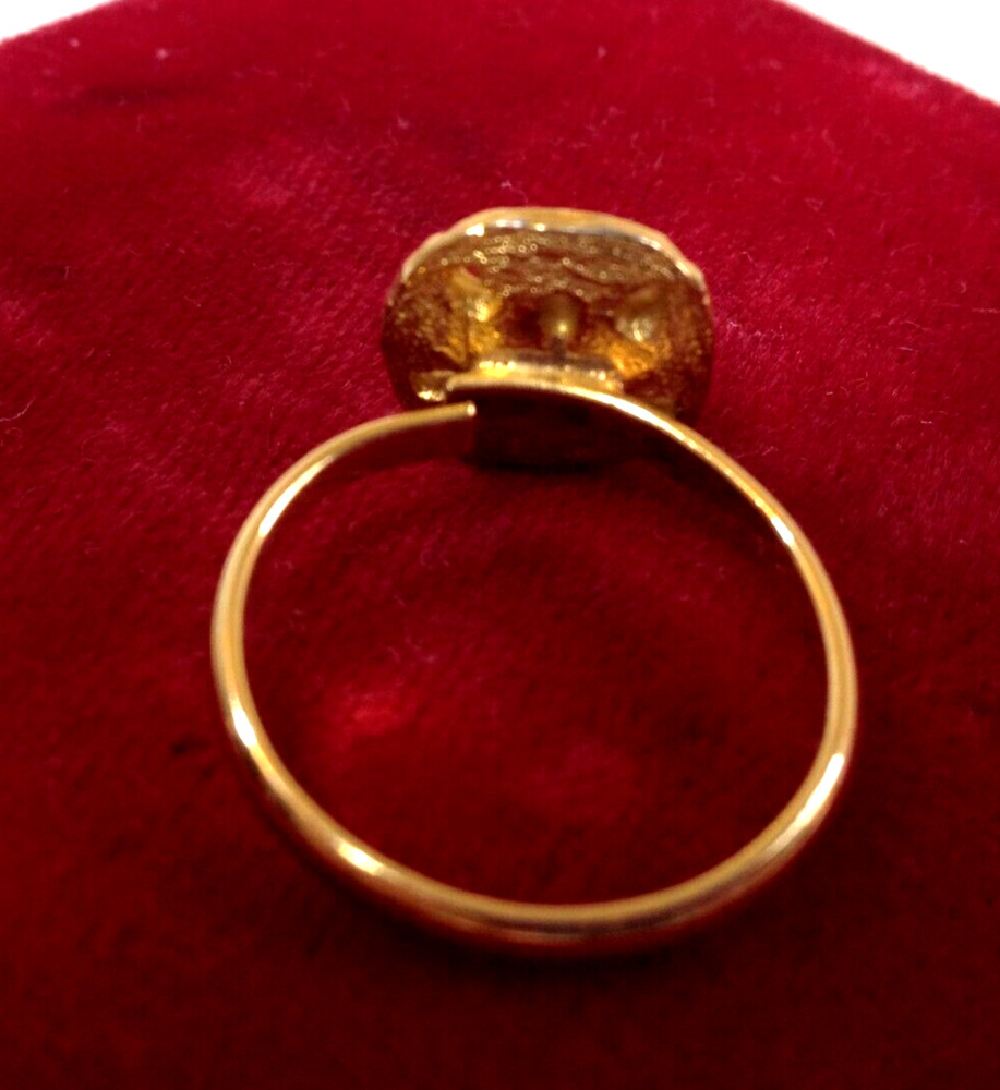 Vintage Sand Dollar Adjustable Ring Gold Plated with Sparkle Pinky Ring