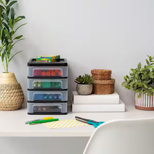 4 Drawer Compact Desktop System in Black (2-Pack)