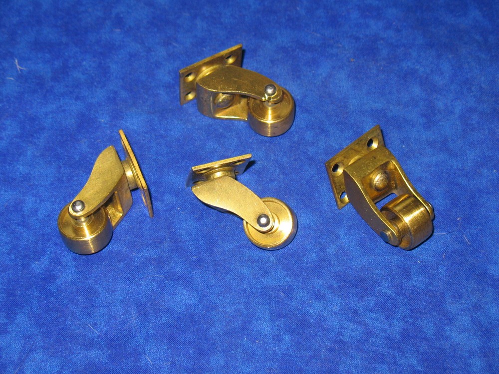 Small Cast Solid Brass Wheels Set Four Satin Finish Lacquered Ready To Use