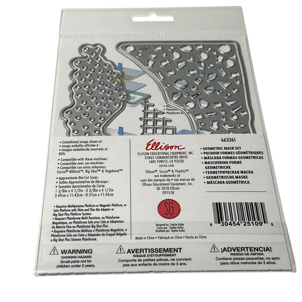 Sizzix Thinlits Geometric Mask Set Dies Paper Cutting Background Dot Confetti