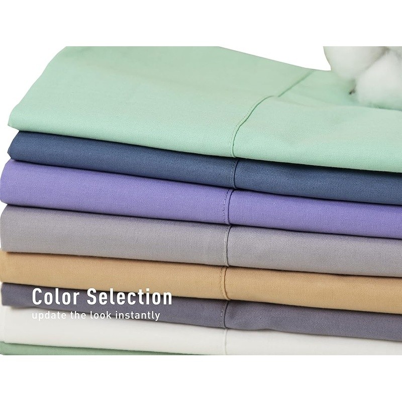 Breathable Cotton Pillowcase Set Queen Soft Comfortable Bed Covers 200TC Durable
