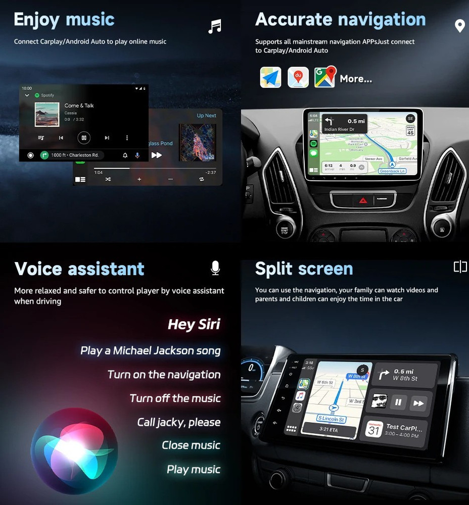 Wireless CarPlay & Android Auto USB Adapter, Plug & Play for iphone Android