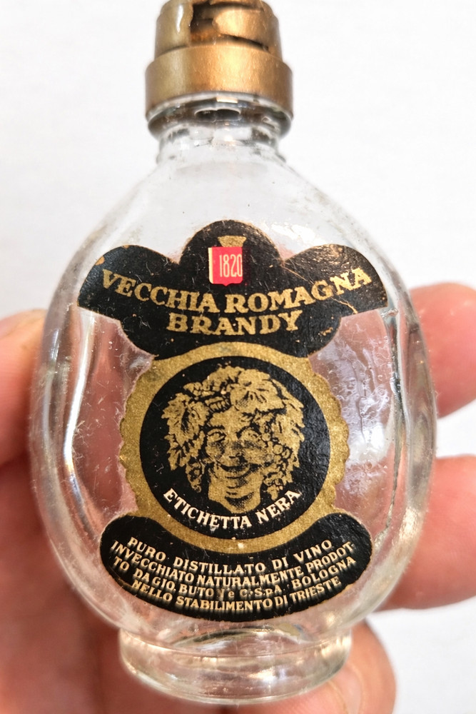 Vecchia Romagna Brandy Miniature Bottle Empty Glass