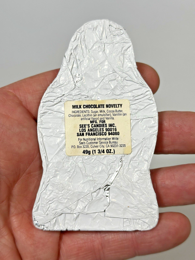 Vintage See's Foil Wrapped Chocolate Ghost Halloween Candy