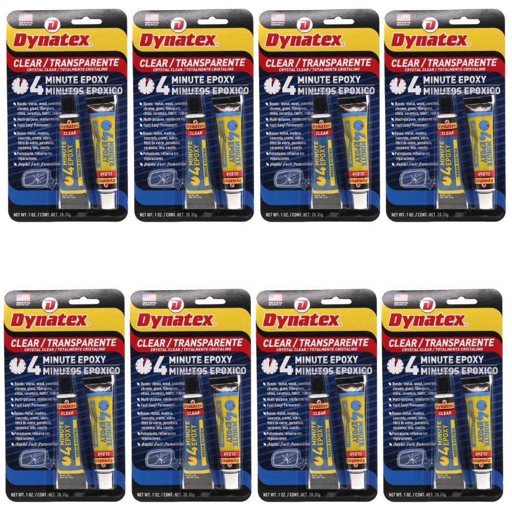 Dynatex 4 Min Clear Epoxy 2 oz - 60 Min Work Clear Bond (8-Pack)