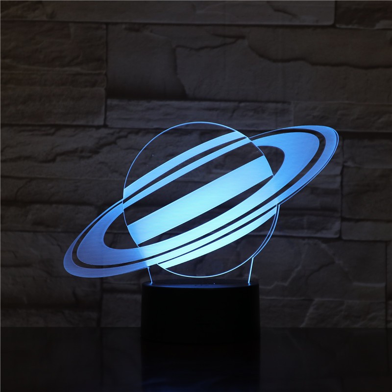 Saturn 3D Illusion Night Light Planet LED USB Table Creative Bedroom Decoration
