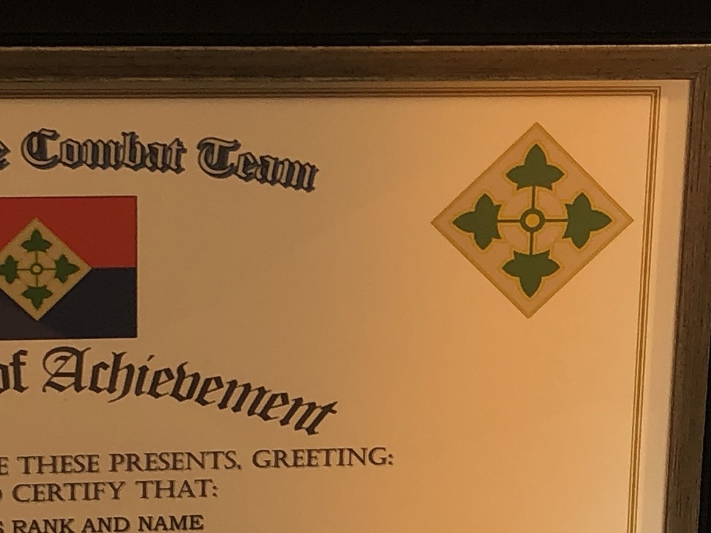 4TH B.C.T. / 4TH INFANTRY DIVISION (COMMEMORATIVE CERTIFICATE)