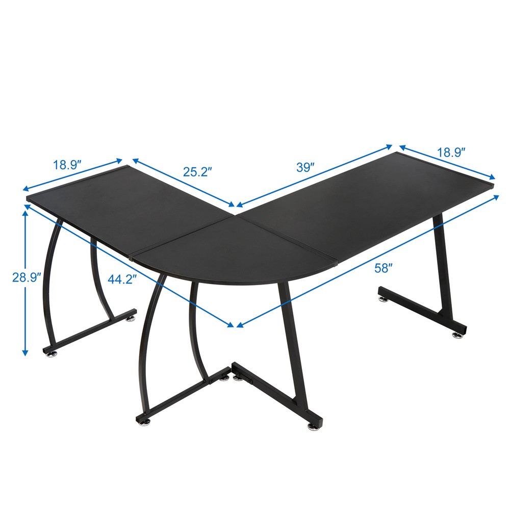 L-Shape Corner Desk Computer Game Office Durable Laptop Workstation Study 58"