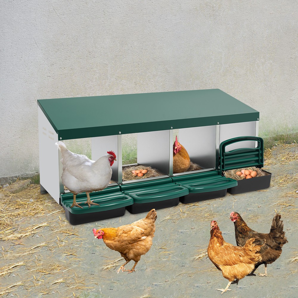 4-grid Green Chicken Nesting Box Chicken Eggs Laying Box with Egg Storage PP