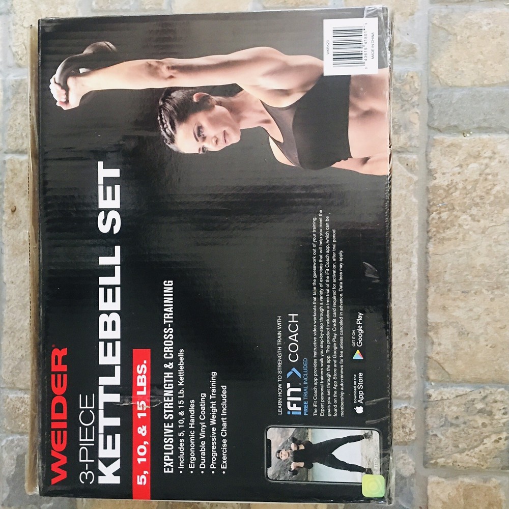 NEW Weider (30lbs)Training Kettlebell Set include 5LB,10lbs,15LB