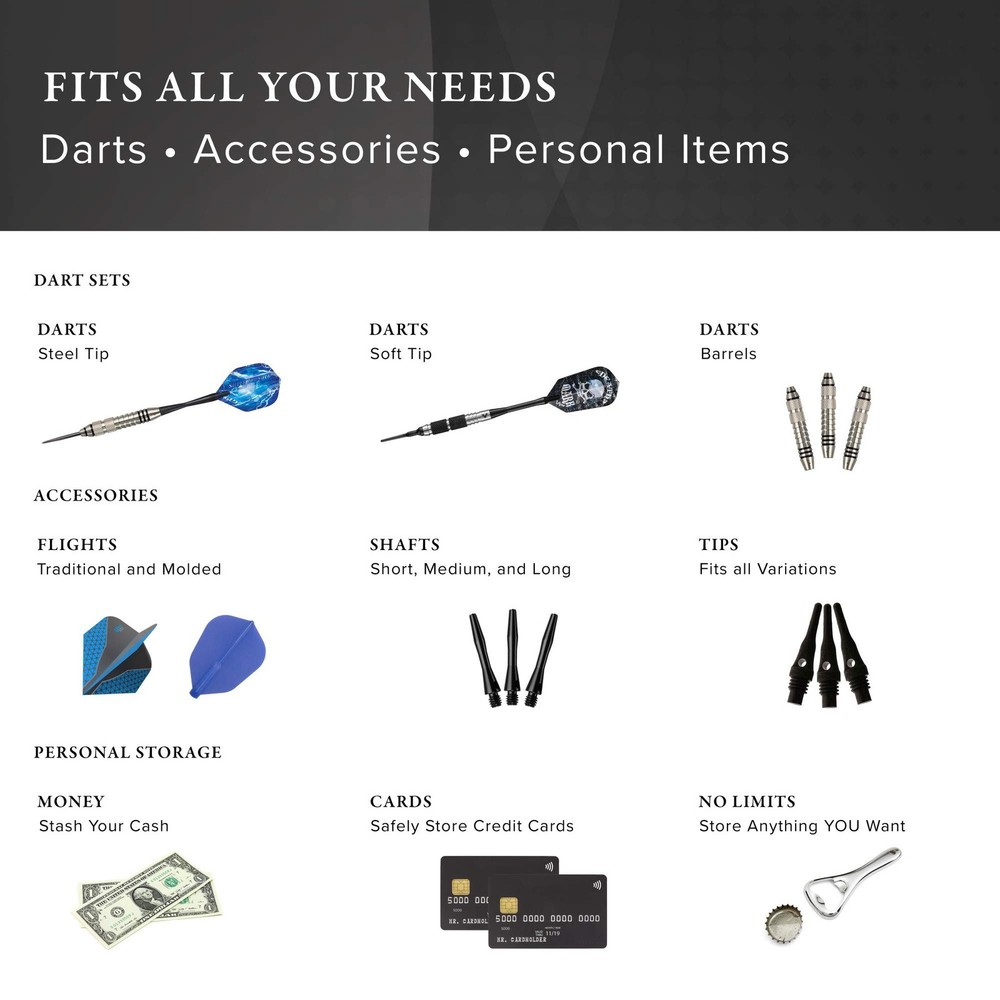 Casemaster Single Black Dart Case with Solid Plastic Insert and Flexible,