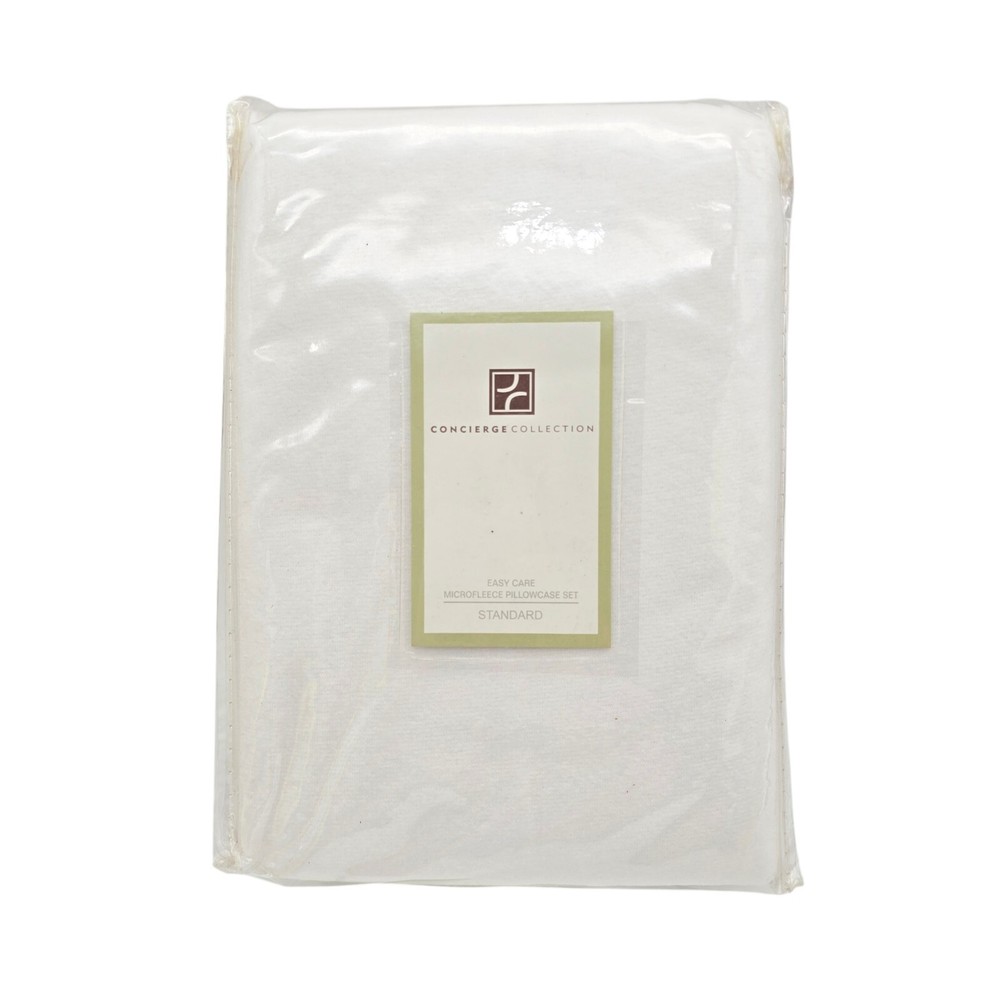 Concierge Collection Two King Pillowcases White 100% Polyester Fleece