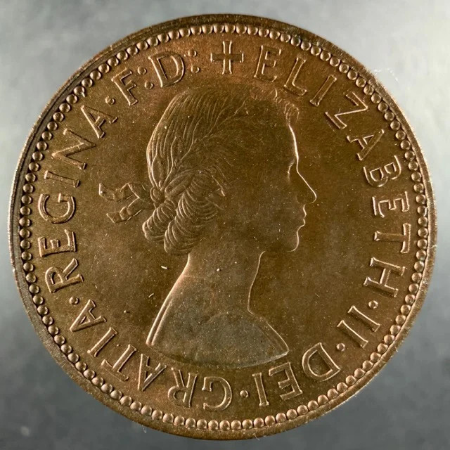 1954 Great Britain Half Penny Ship Reverse Sharp Features