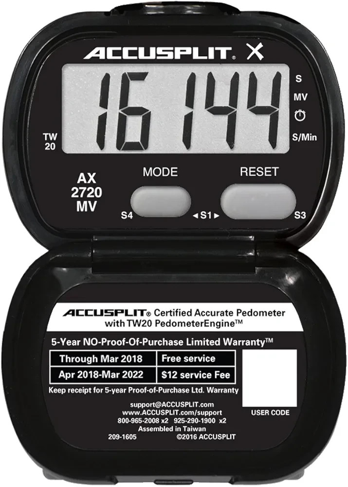 Accusplit Accelerometer Activity Tracker Pedometer with MVPA, Black